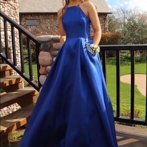 Windsor Long Blue Prom Dress with pockets!